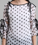 Women's Georgette Polka Dot Print Top