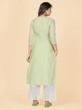 Vbuyz Women's Chikankari & Embroidered Straight Cotton Pista Stitched Kurta